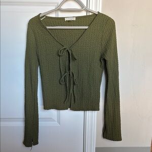 See You Monday Olive Green Textured Top